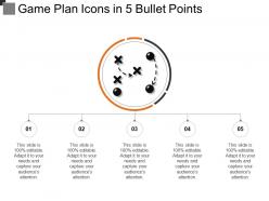 Game plan icons in 5 bullet points