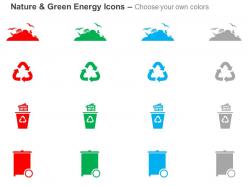 Garbage dump recycling paper reuse bin ppt icons graphics