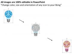 Gears with bulb icons for idea generation powerpoint template