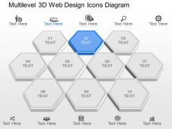 Gh multilevel 3d web design icons diagram powerpoint template