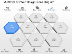 Gh multilevel 3d web design icons diagram powerpoint template