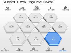 Gh multilevel 3d web design icons diagram powerpoint template