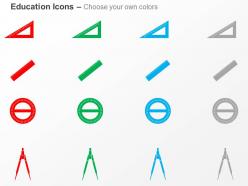 Gh triangular scale rular divider compass ppt icons graphics
