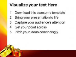 Gift box with golden ribbon events powerpoint templates and powerpoint backgrounds 0411