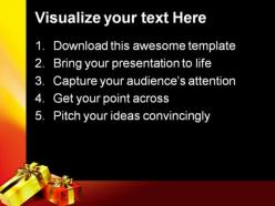Gift box with golden ribbon events powerpoint templates and powerpoint backgrounds 0411
