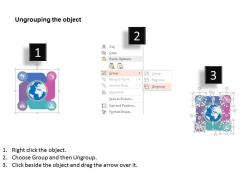 Globe with colored tags and icons global strategy flat powerpoint design