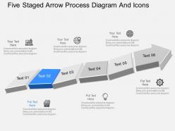 Gn six staged arrow process diagram and icons powerpoint template
