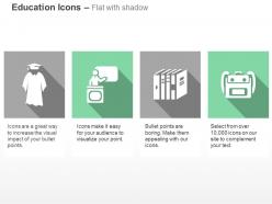 Graduation gown teacher books school bag ppt icons graphics