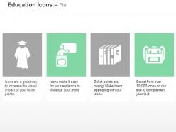 Graduation gown teacher books school bag ppt icons graphics