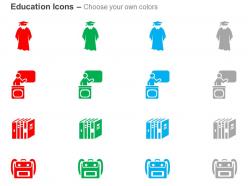 Graduation gown teacher books school bag ppt icons graphics