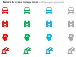 Green car battery recycling nuclear power ppt icons graphics