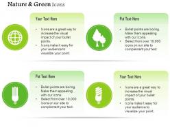 Green energy icons for cfl plant and globe editable icons