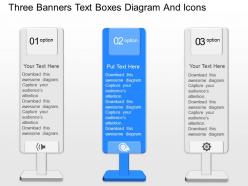 Gu three banners text boxes diagram and icons powerpoint template