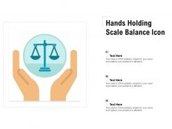 Hands holding scale balance icon
