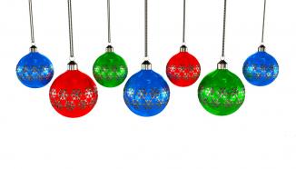 Hanging multicolored decorative balls stock photo