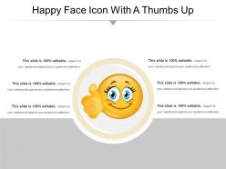 Happy face icon with a thumbs up