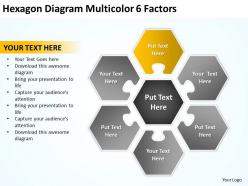 Hexagon diagram multicolor 6 factors ppt powerpoint slides