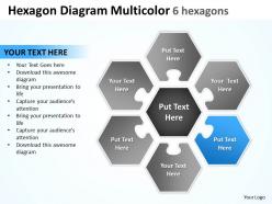 Hexagon diagram multicolor 6 hexagons powerpoint templates 0812 5