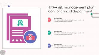 HIPAA Risk Management Plan Icon For Clinical Department Ppt Presentation
