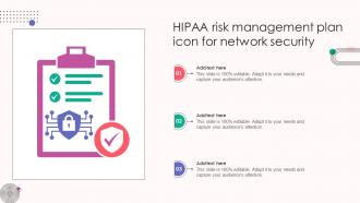 HIPAA Risk Management Plan Icon For Network Security Ppt Powerpoint