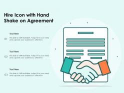 Hire icon with hand shake on agreement