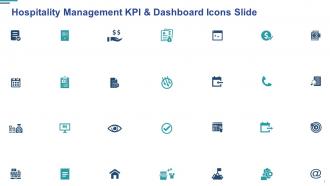 Hospitality management kpi and dashboard icons slide