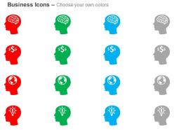 Human brain financial idea globe idea generation ppt icons graphics