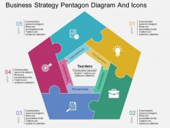 Ia business strategy pentagon diagram and icons flat powerpoint design
