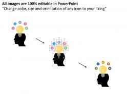 Ic human brain with idea bulb and icons flat powerpoint design