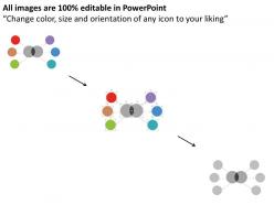 Ic three staged brain storming with business icons flat powerpoint design
