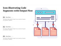Icon illustrating code segments with output flow