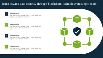 Icon Showing Data Security Through Blockchain Technology In Supply Chain