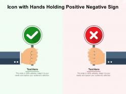 Icon with hands holding positive negative sign