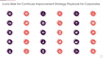 Icons Slide For Continues Improvement Strategy Playbook For Corporates