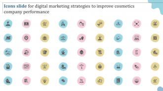 Icons Slide For Digital Marketing Strategies To Improve Cosmetics Company Performance