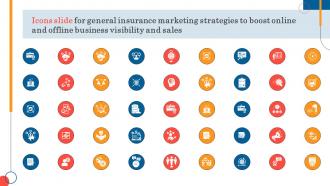 Icons Slide For General Insurance To Boost Online Offline Business Visibility Sales Strategy SS