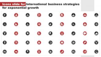 Icons Slide For International Business Strategies For Exponential Growth