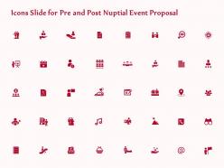 Icons slide for pre and post nuptial event proposal ppt file display