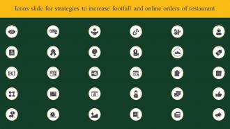 Icons Slide For Strategies To Increase Footfall And Online Orders Of Restaurant