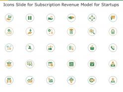 Icons slide for subscription revenue model for startups ppt summary