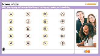 Icons Slide Navigating Organizational Challenges Through Proactive Risk Training Ppt Slides DTE SS V