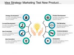 Idea strategy marketing test new product development with icons
