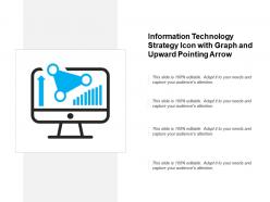Information technology strategy icon with graph and upward pointing arrow