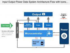 Input output power data system architecture flow with icons and arrows