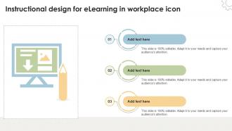 Instructional Design For Elearning In Workplace Icon Ppt Presentation