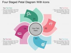 Io four staged petal diagram with icons flat powerpoint design