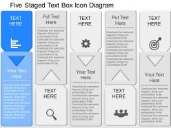 Iq five staged text box icon diagram powerpoint template