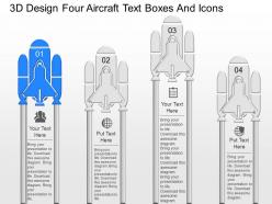 Jf 3d design four aircraft text boxes and icons powerpoint template