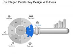 Jm six staged puzzle key design with icons powerpoint template