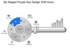 Jm six staged puzzle key design with icons powerpoint template